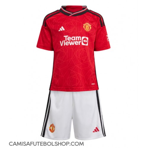 Camisa de time de futebol Manchester United Replicas 1º Equipamento Infantil 2023-24 Manga Curta (+ Calças curtas)